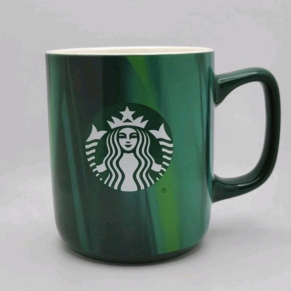 Starbucks Green Marbled Ceramic‎ Coffee Mug 15 oz Earthy Serene